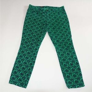 J. Crew Green Patterned Skinny Jeans